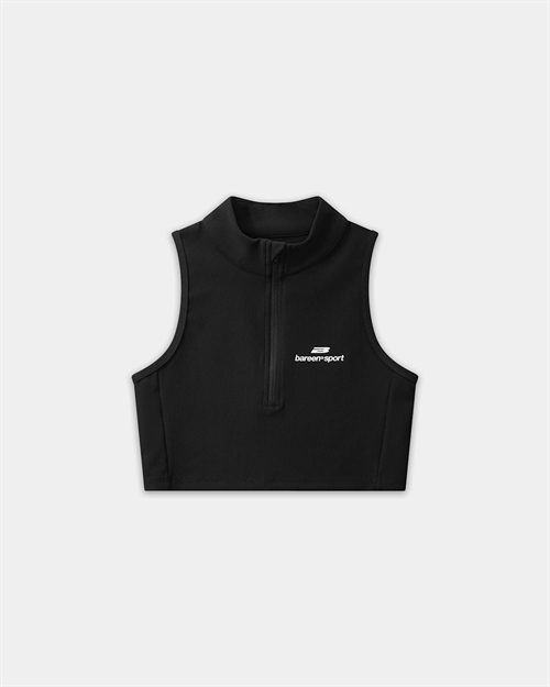 Womens Cropped Half-Zip Top Black